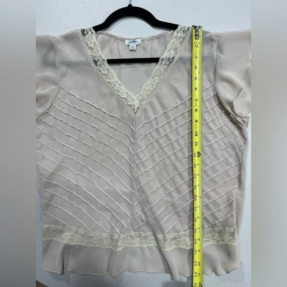 Jaipur sheer tan blouse women’s size M - Picture 10 of 14